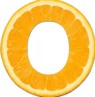 A letter O that is a single slice of orange